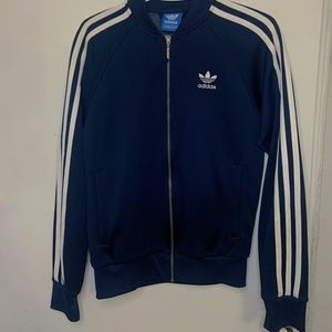 Adidas navy blue zip up sweater
